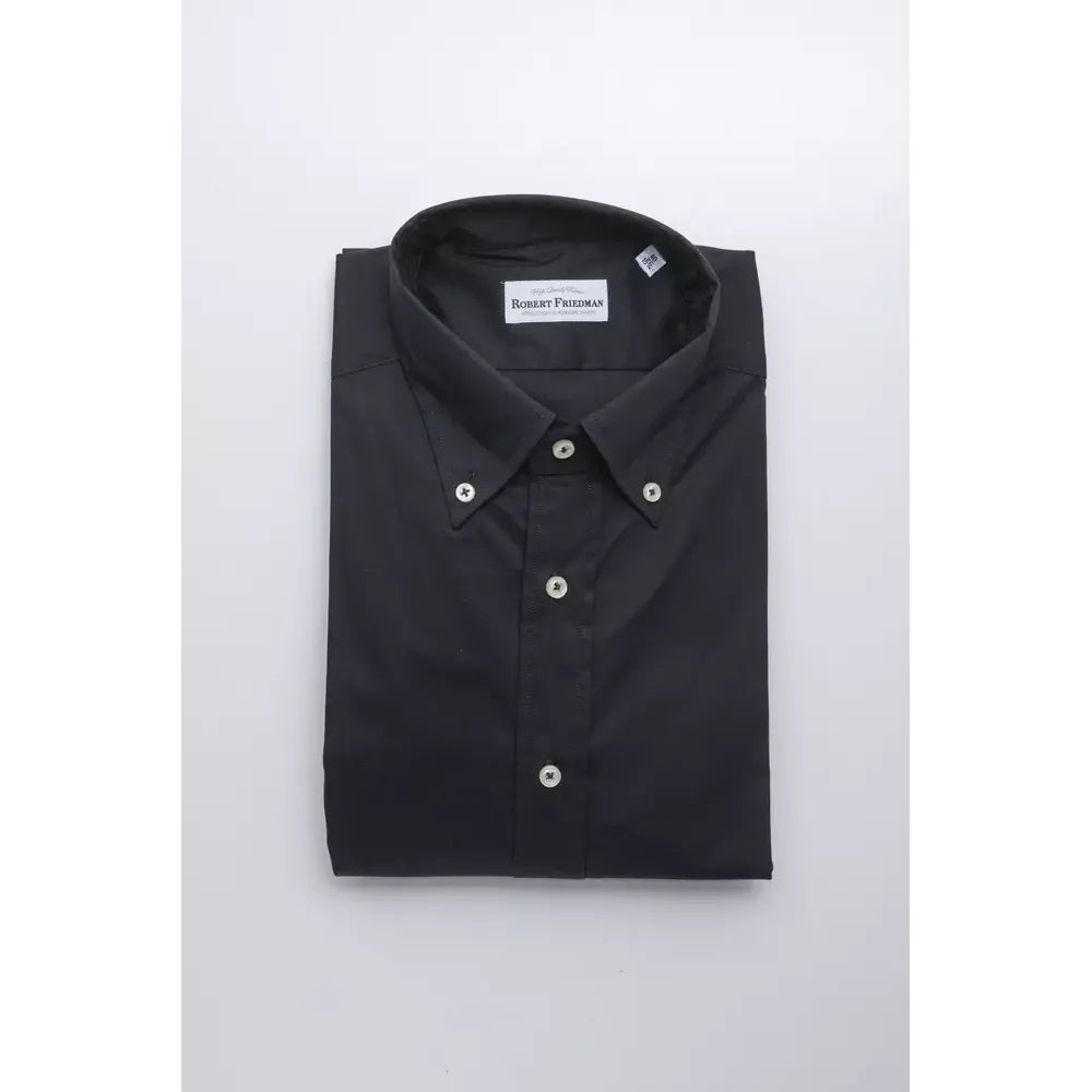 Robert Friedman Black Cotton Men Shirt