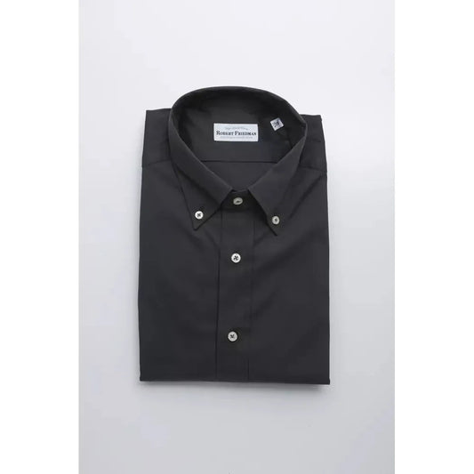 Robert Friedman Elegant Gray Button-Down Shirt for Men Robert Friedman