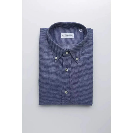 Elegant Blue Cotton Button Down Shirt