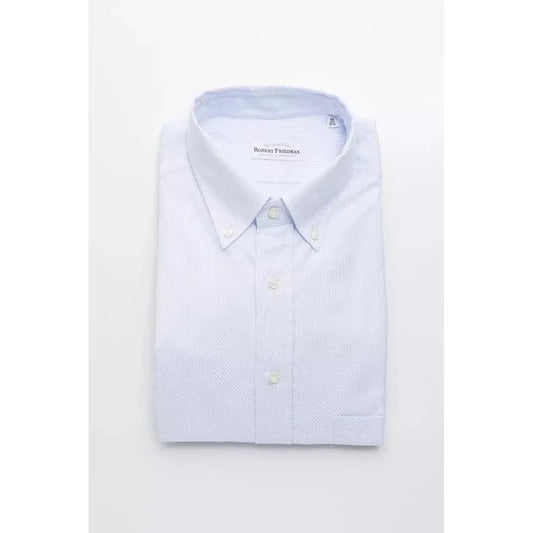 Robert Friedman Elegant Light Blue Cotton Button-Down Shirt Robert Friedman