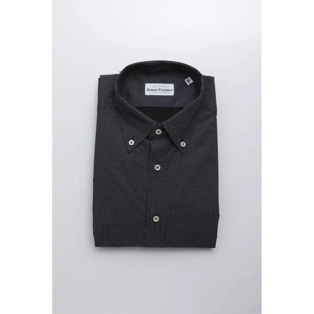 Elegant Black Cotton Button-Down Shirt