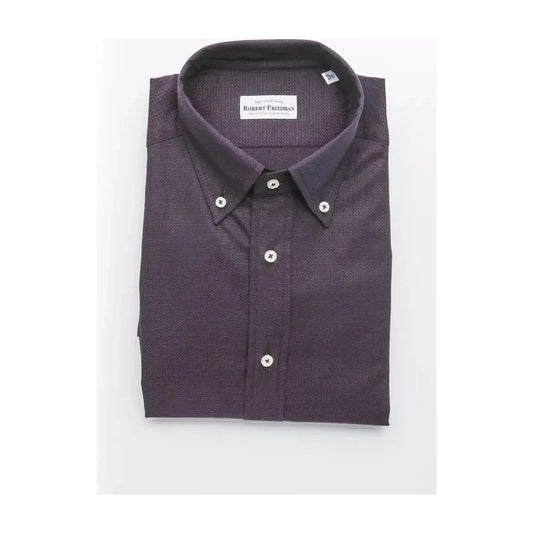 Robert Friedman Elegant Black Cotton Button-Down Shirt Robert Friedman