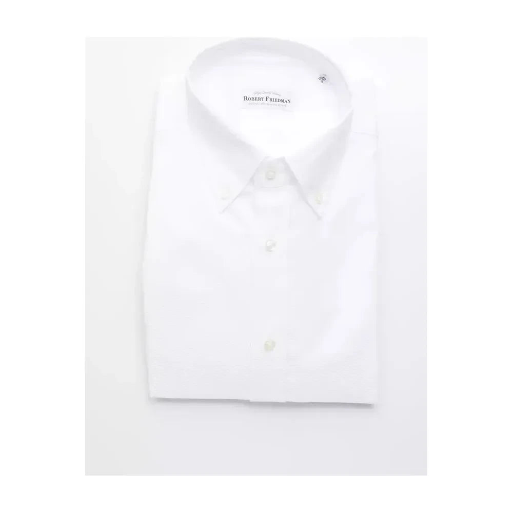 Robert Friedman Elegant White Cotton Button-Down Shirt Robert Friedman