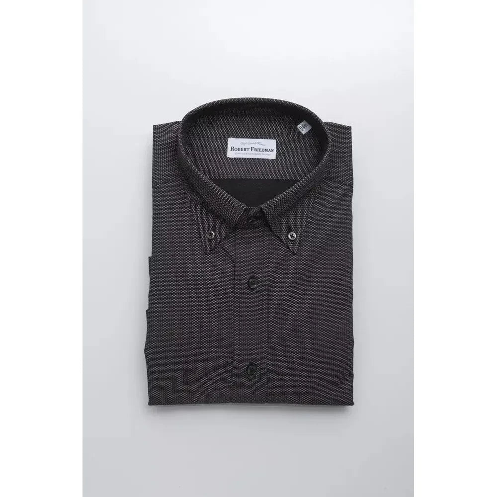 Elegant Cotton Button-Down Shirt in Black