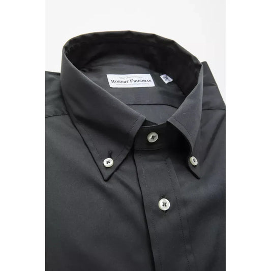 Robert Friedman Elegant Gray Button-Down Shirt for Men Robert Friedman