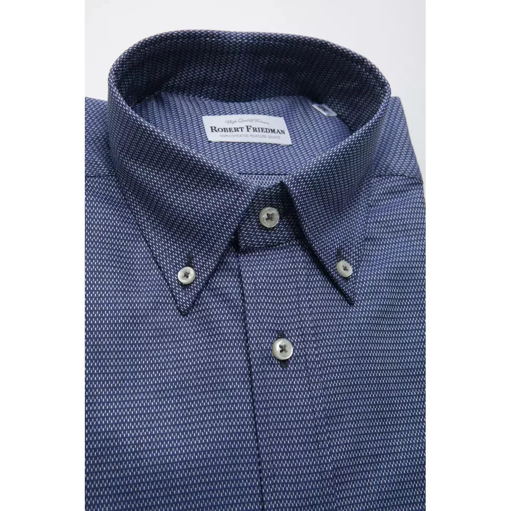 Elegant Blue Cotton Button Down Shirt