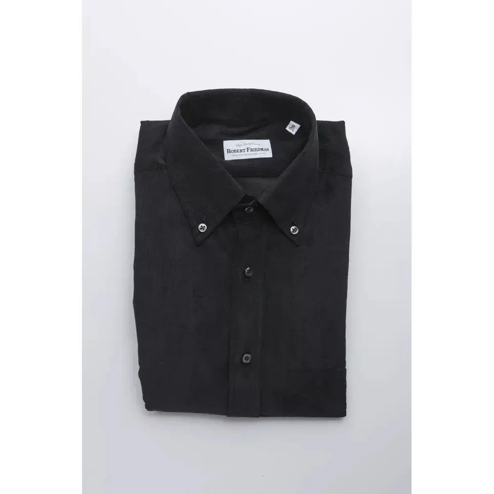 Elegant Black Button-Down Cotton Shirt