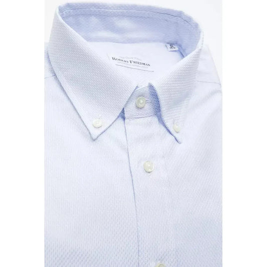 Robert Friedman Elegant Light Blue Cotton Button-Down Shirt Robert Friedman