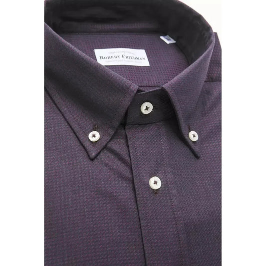 Robert Friedman Elegant Black Cotton Button-Down Shirt Robert Friedman