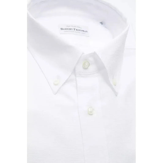 Elegant White Cotton Button-Down Shirt