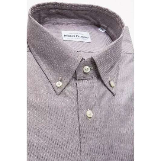 Robert Friedman Beige Cotton Button Down Men's Shirt Robert Friedman