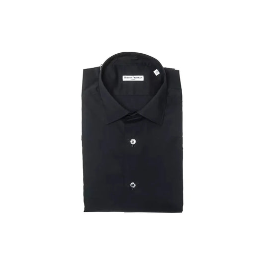 Robert Friedman Elegant Slim Black Collar Shirt Robert Friedman