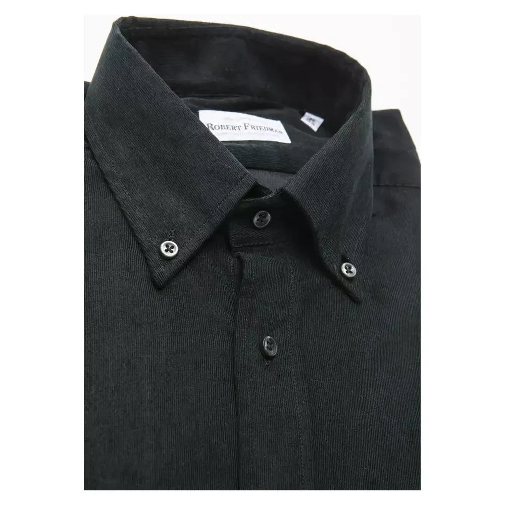 Elegant Black Button-Down Cotton Shirt