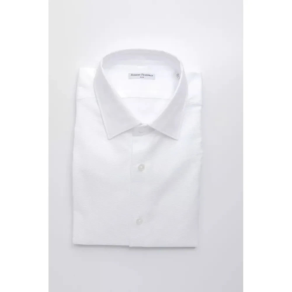 Elegant White Slim-Fit Cotton Shirt