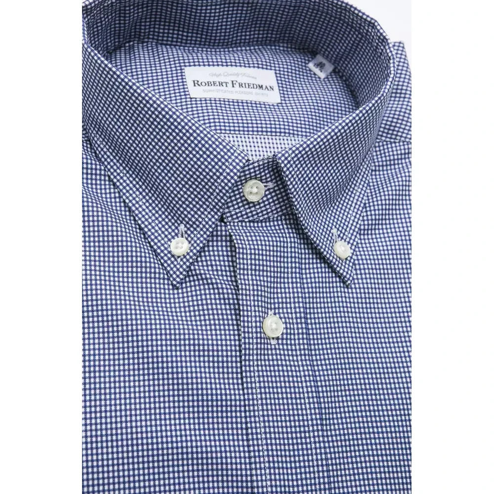 Elegant Blue Cotton Button-Down Shirt