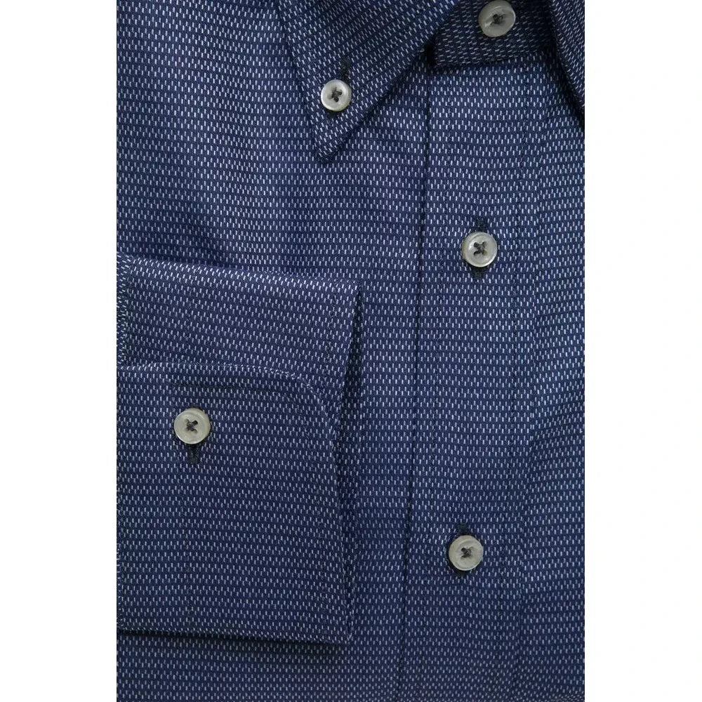 Elegant Blue Cotton Button Down Shirt