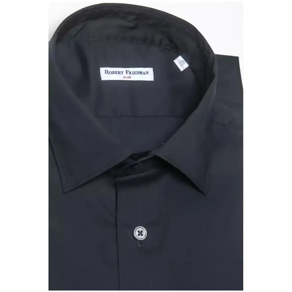 Elegant Slim Black Collar Shirt