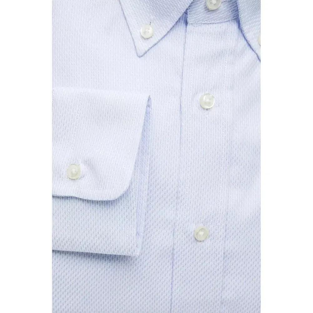 Elegant Light Blue Cotton Button-Down Shirt