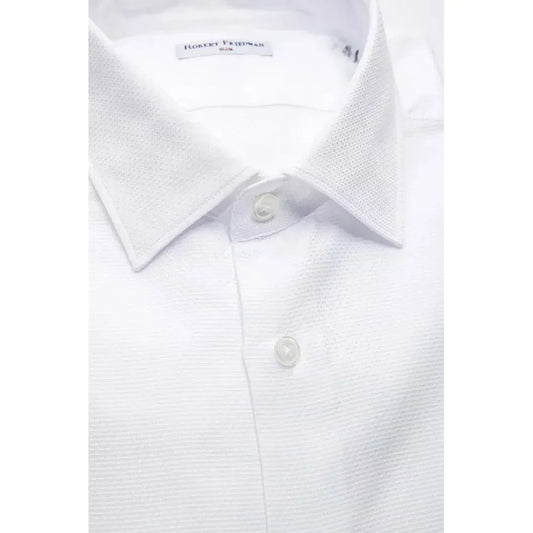 Robert Friedman Elegant White Slim-Fit Cotton Shirt Robert Friedman