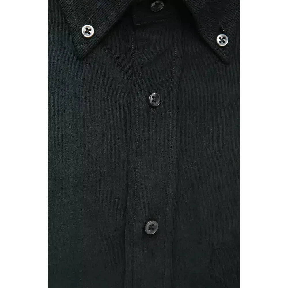 Elegant Black Button-Down Cotton Shirt