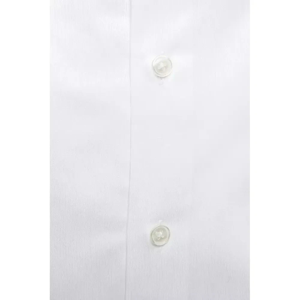 Elegant White Cotton Slim Collar Shirt