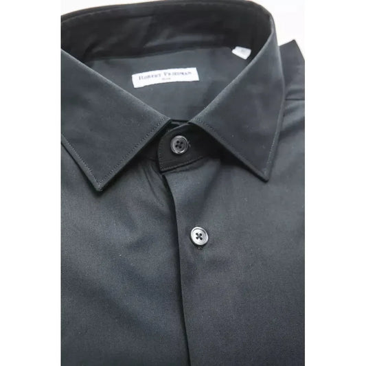 Elegant Medium Slim Collar Black Shirt