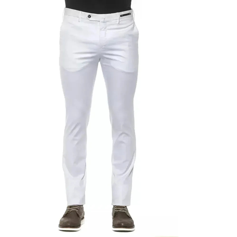 PT Torino White Cotton Men Slim Trouser Jeans & Pants
