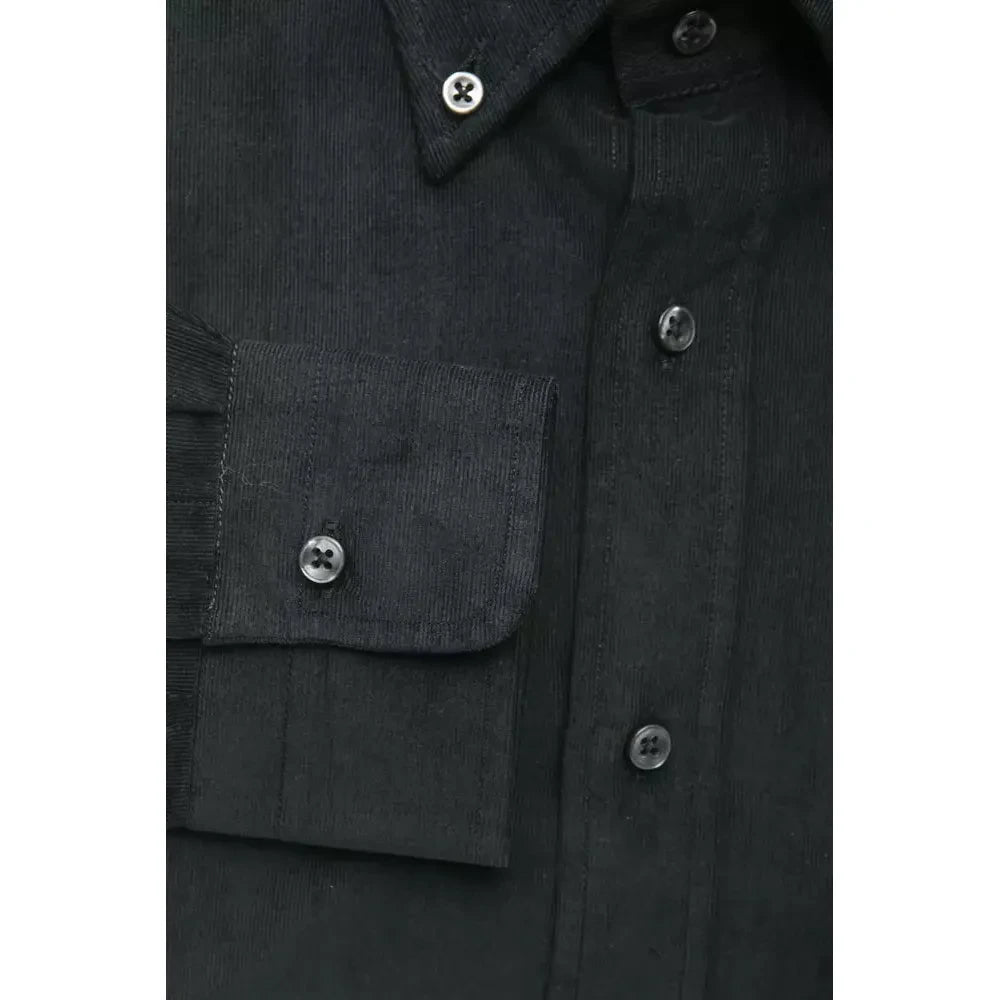 Elegant Black Button-Down Cotton Shirt