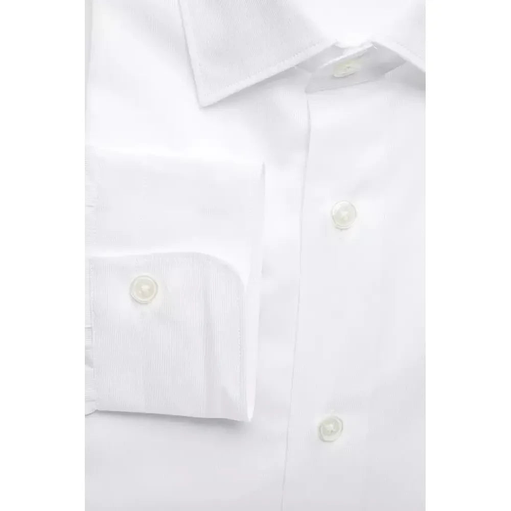 Elegant White Cotton Slim Collar Shirt