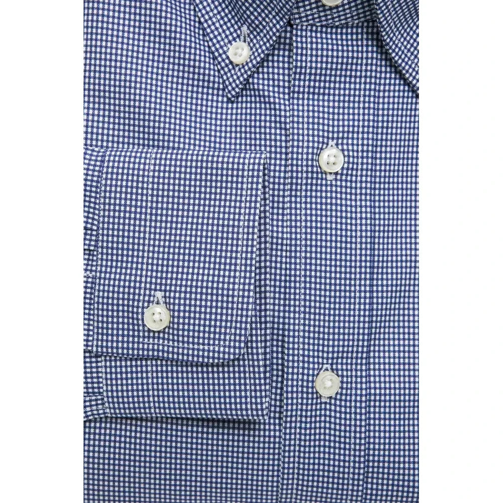 Elegant Blue Cotton Button-Down Shirt