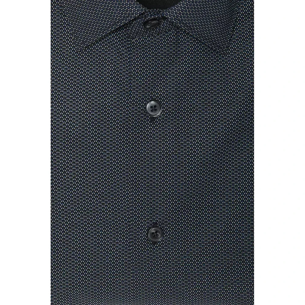 Elegant Black Cotton Slim Collar Shirt