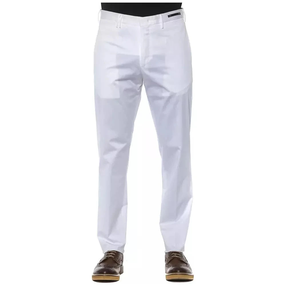 Chic White Cotton Blend Trousers for Men