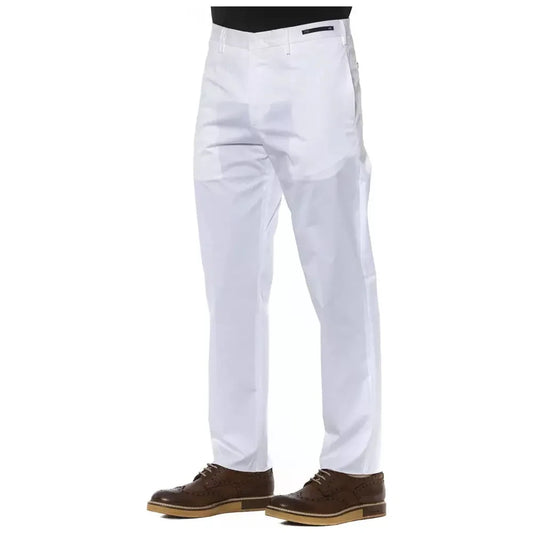 Chic White Cotton Blend Trousers for Men