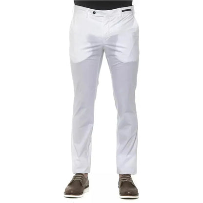 PT Torino White Cotton Men Slim Trouser Jeans & Pants