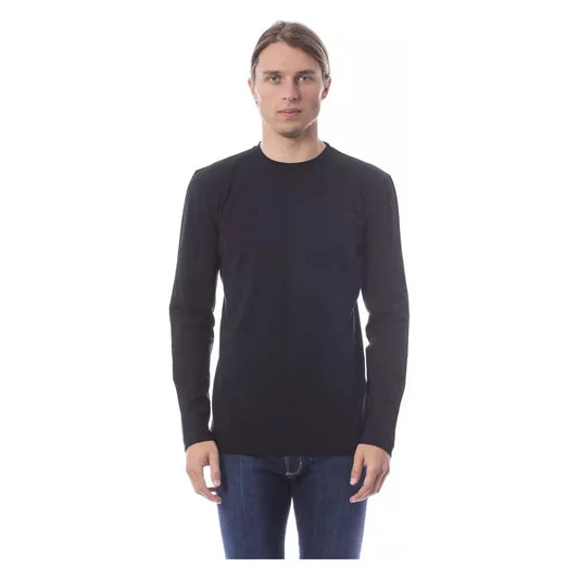 Verri Elegant Black Cotton Long Sleeve T-Shirt Verri