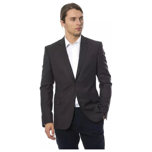 Elegant Gray Wool Men's Blazer