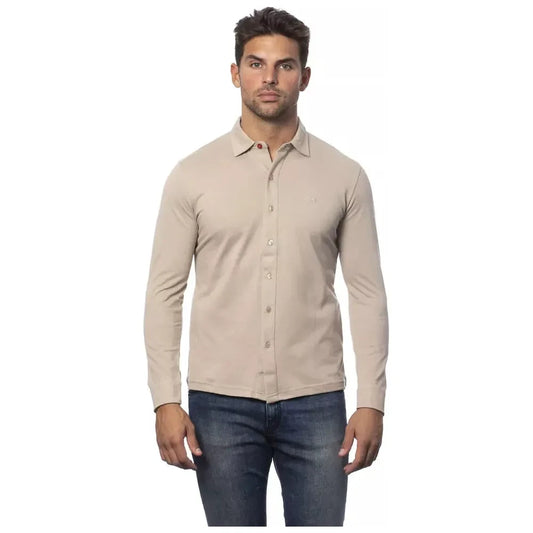 Elegant Beige Regular Fit Cotton Shirt