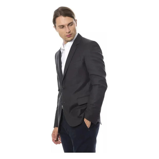 Elegant Gray Wool Men's Blazer