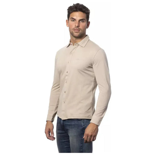 Elegant Beige Regular Fit Cotton Shirt