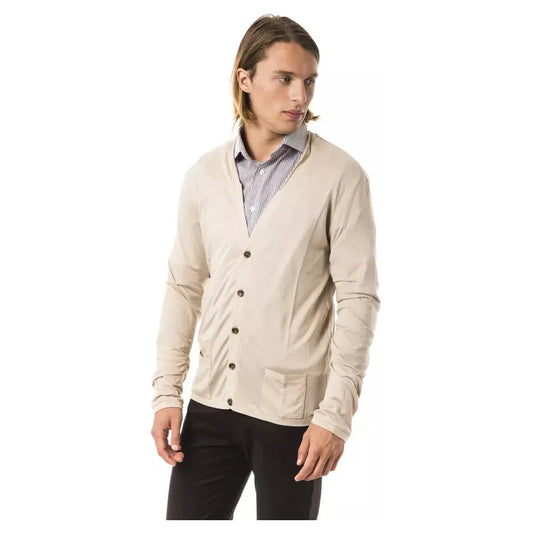 Beige Cashmere Blend Cardigan with Pockets