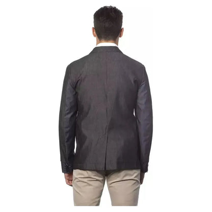 Verri Gray Cotton Men Single Breasted Blazer