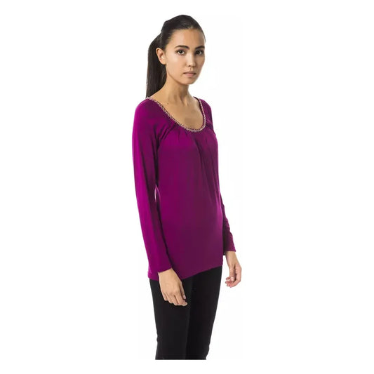 Chic Purple Long Sleeve Round Neck Tee