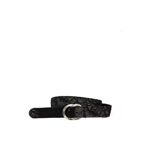 Elegant Black Textured Weave Leather Belt