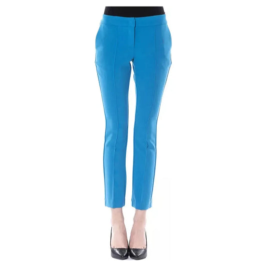 Chic Light Blue Skinny Pants with Zip Closure