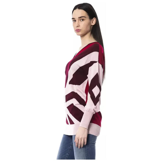 Burgundy Oversized Wool V-Neck Sweater