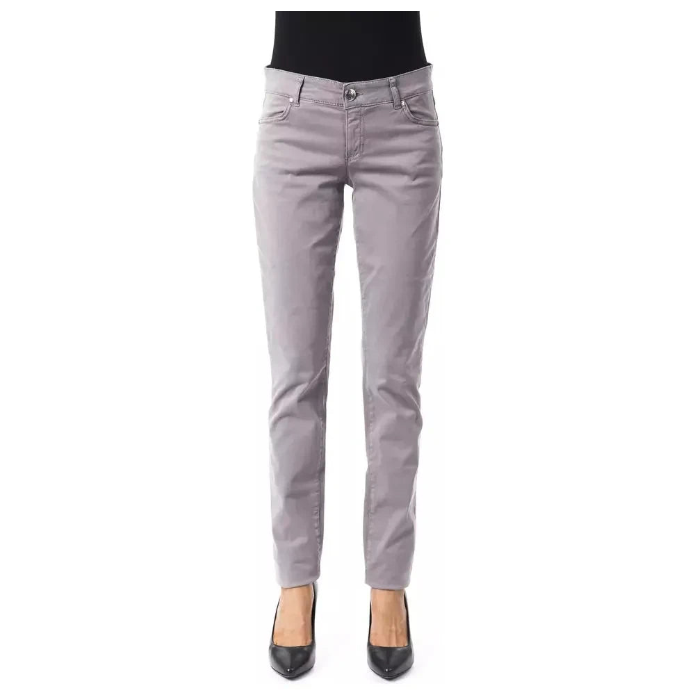 Chic Gray Cotton Blend Pants