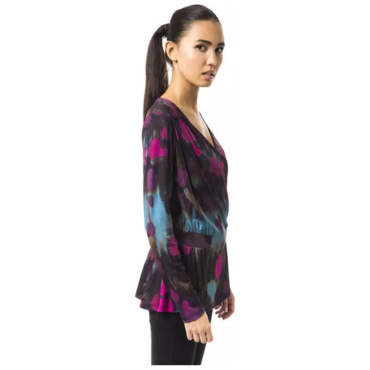 Multicolor V-Neck Long Sleeve T-Shirt