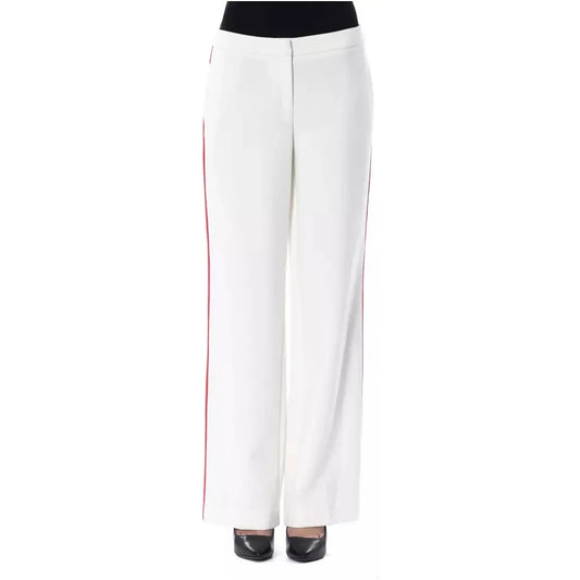 Elegant White Stripe-Detailed Trousers