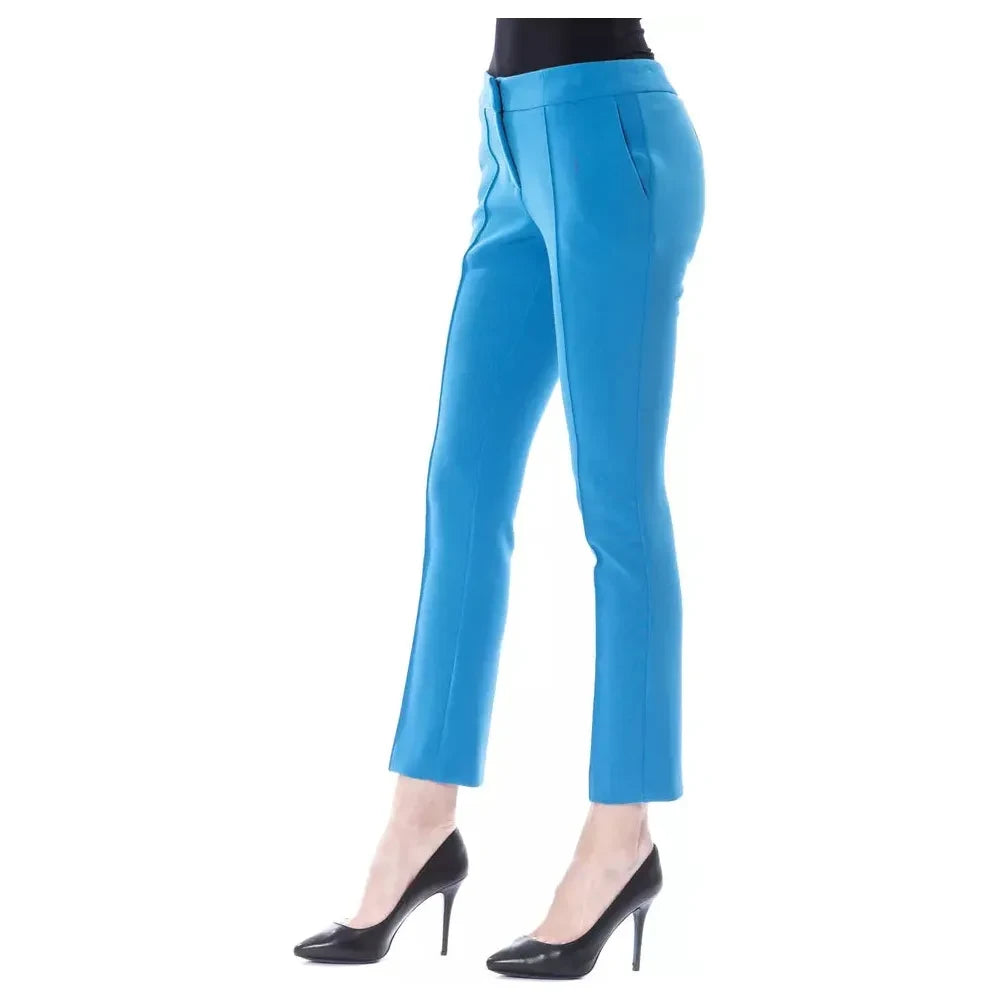 Chic Light Blue Skinny Pants with Zip Closure