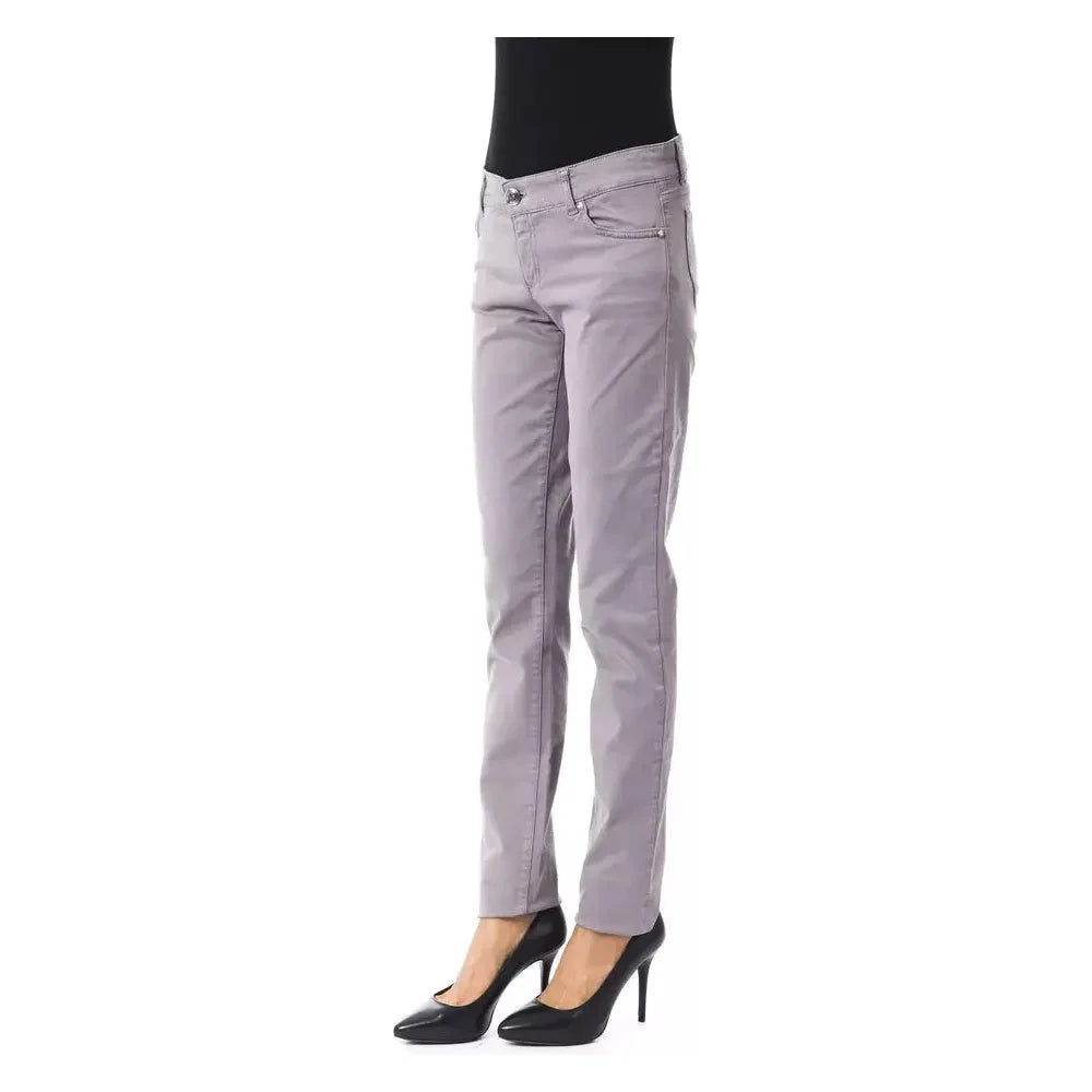 Chic Gray Cotton Blend Pants